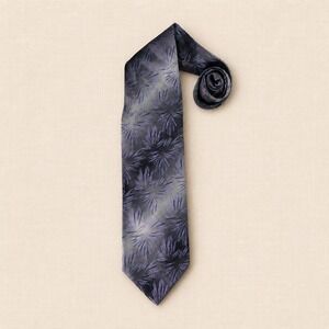 Zanetti Cravatte Silk Necktie Floral Starburst Jacquard Gray Purple Italy OS